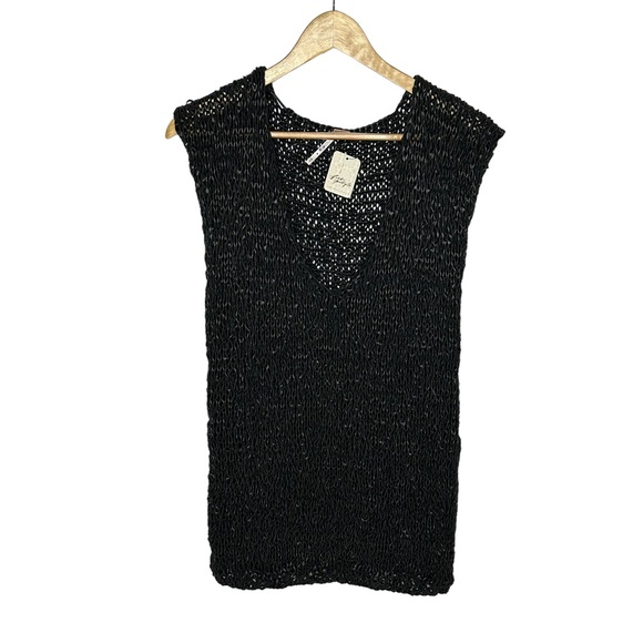 NWT Free People Billie Vegan Leather Crochet Tunic/Mini Dress black xs - Picture 7 of 15
